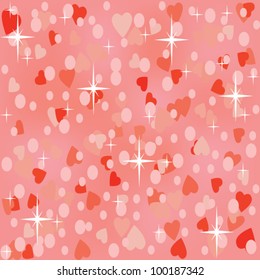 pink shiny seamless background with hearts