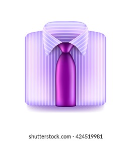 Pink shirt with purple tie isolated on white photo-realistic vector illustration