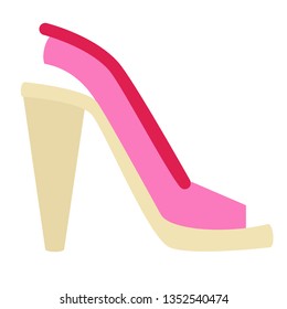 Pink shoe flat illustration on white