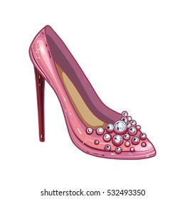 Pink shoe, vector illustration 