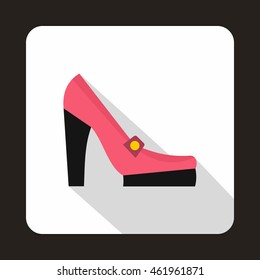 Pink shoes icon in flat style on a baby whute background