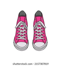 Pink Shoes Vector Art, Converse Shoes, Icons Illustration
