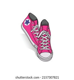Pink Shoes Vector Art, Converse Shoes, Icon