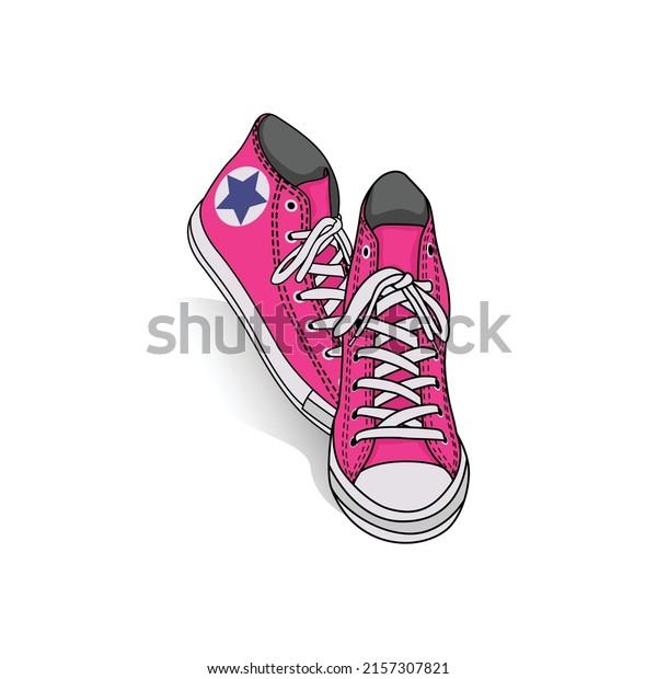 Pink Shoes Vector\
Art, Converse Shoes, Icon