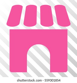 Pink Shop interface toolbar pictogram. Vector pictograph style is a flat symbol on diagonal hatch transparent background.
