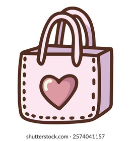 A pink shopping bag featuring a heart design, ideal for gift packaging, sales promotions, and romantic themes