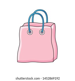 Pink shopping bag isolated cartoon icon