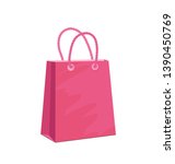 Pink shopping bag, paper bag, 
Sale, advertisement background,
Vector illustration isolated on white background
