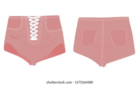 Pink short jeans. vector illustration