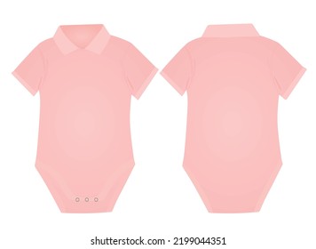 Pink short sleeve collar baby bodysuit. vector illustration