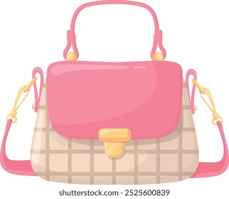 Ícone de desenho animado de bolsa de ombro rosa. Bolsa de senhora de luxo isolado no fundo branco