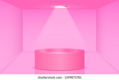 pink showscase in the pink studio room
