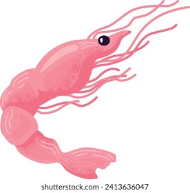 Rosa Garnelen Cartoon Charakter Schwimmen unter Wasser. Cute marine life seafood Thema Vektorgrafik.