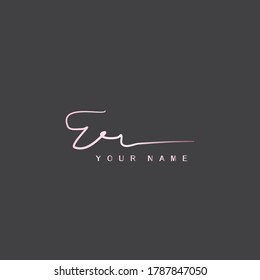 Pink Signature Logo E und R, ER Initial Letter Logo Zeichen. Handschrift kalligrafischen Signatur Logo-Template Design.