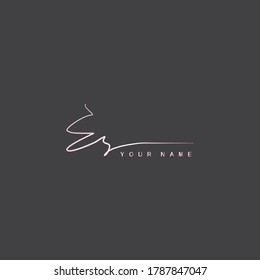 Pink Signature Logo E and S, ES Initial letter logo sign. Handwriting calligraphic signature logo template design.