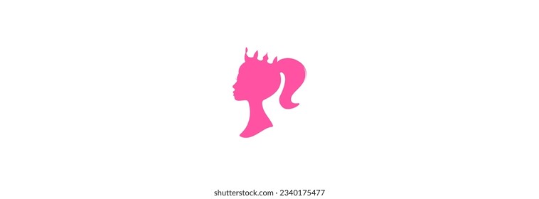 Pink silhouette of a girl with a crown on her head.