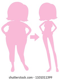 A Pink Silhouette Girl Losing Weight illustration