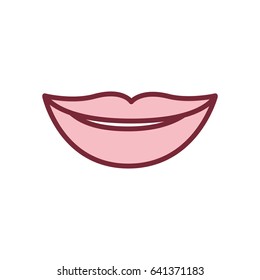 pink silhouette of lips smiling vector illustration