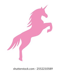Silueta rosa de un unicornio. Ilustración plana de color simple de Vector.