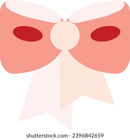 Pink silk bow. Red Pink flat design element. Pop art Silk Bow holiday icon. Christmas event element. Simple flat vector icon isolated on white background