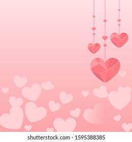 Pink silk heart on a pink background. Valentine's Day background. copy space