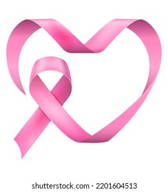 pink silk shiny ribbon in support of breast cancer disease vector illustration isolated on white background