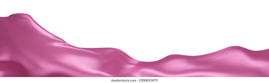 Pink silk textile fabric flag background with copy space. Smooth elegant pink Satin for grand opening ceremony. Pink curtain. 3d vector illustration.