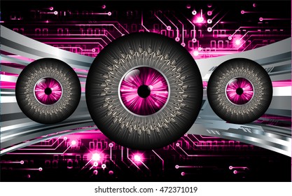 pink silver eye abstract cyber future technology concept background, illustration, circuit. move motion speed. sci-fi, Safety, Closed Padlock on digital