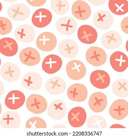 Pink simple cute berries on a white background. Vector seamless pattern with food for shop or farm advertising