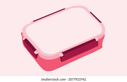 caja de almuerzo rosa simple aislada
