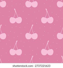 Pink Siny Cherry Seamless Vector Pattern Kids Friendly textile fabric print backdrop wrapping paper