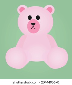 Pink sitting teddy bear. vector