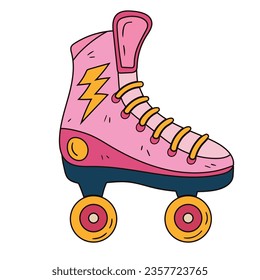 pink skate pop art retro icon isolated
