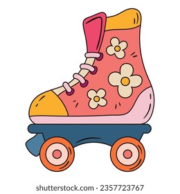 pink skate pop art trendy icon isolated