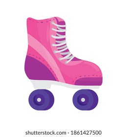 pink skate roller sport accessory icon vector illustration design