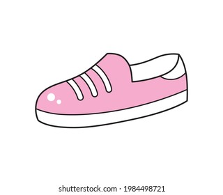 Pink skate shoe sneaker isolated cartoon vector