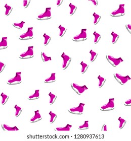 pink skates on white background vector