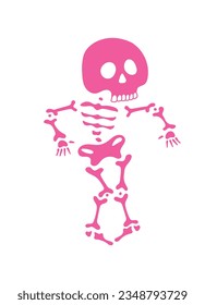pink skeleton dancing breakdance isolated vector illustration