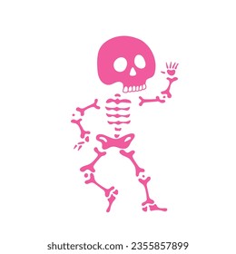 pink skeleton dancing breakdance isolated vector illustration