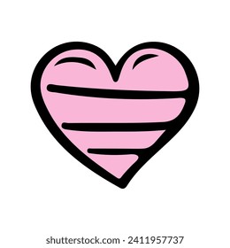 Pink sketch heart isolated on white background. Hand drawn love heart. Vector illustration for any design