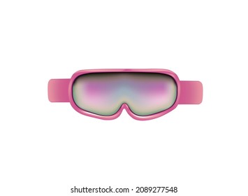 Pink ski googles. front view. vector