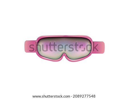 Pink ski googles. front view. vector