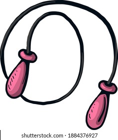 Pink skipping rope , illustration, vector on white background