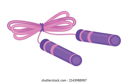 Pink skipping rope semi flat color vector object. Sporting equipment. Sports gear. Fitness tool. Full sized item on white. Simple cartoon style illustration for web graphic design and animation