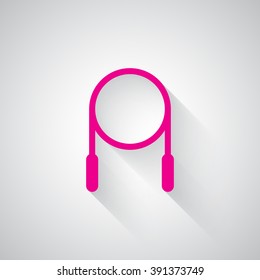 Pink Skipping Rope web icon on light grey background