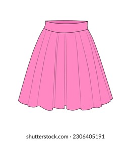 Pink skirt sketch illustration on white background