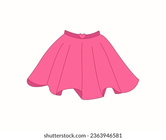 Pink skirt. Women's clothes doodle. Cartoon vector icon isolated on white background.