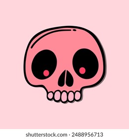 pink skull art hand drawn cartoon illustration
