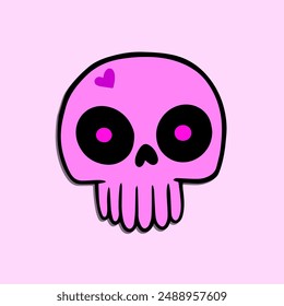 pink skull art hand drawn cartoon illustration
