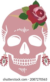 pink skull earrings and flower
